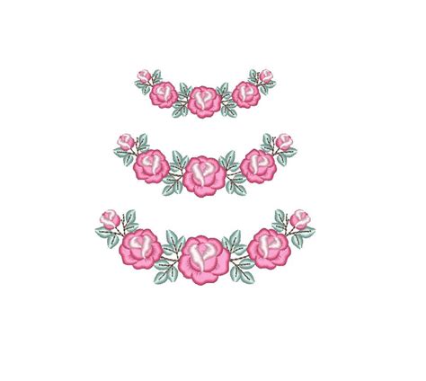 Machine Embroidery Design Small Curved Border Of Roses Etsy