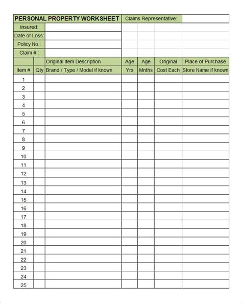 Property Inventory Template Property Inventory Checklist Templates At