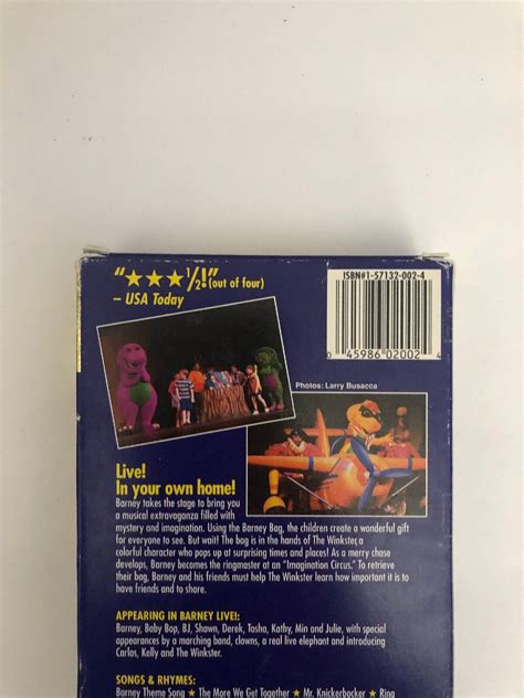 Barney Live In New York City Vhs 1994 Classic Collection Ebay