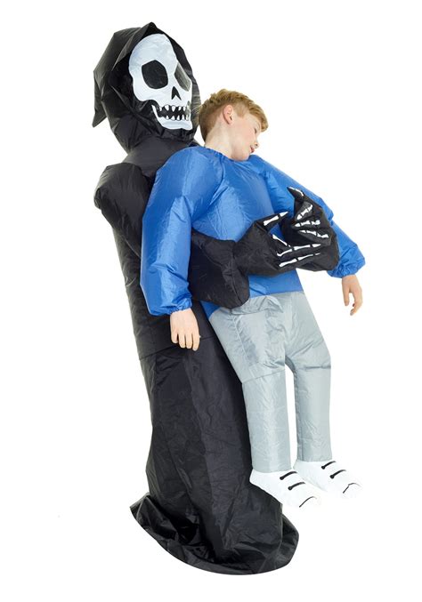 Grim Reaper Pick Me Up Kids 10 12 Child Costume Black White One
