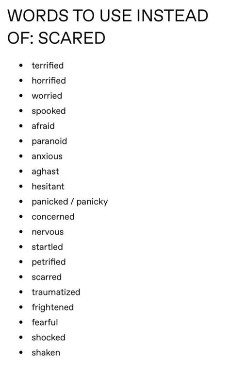 Words To Use Instead Of Scared