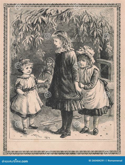 Antique Illustration Of The Children Vintage Illustration Of The