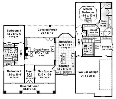 Country Style House Plan 3 Beds 2 Baths 1800 Sqft Plan 21 190