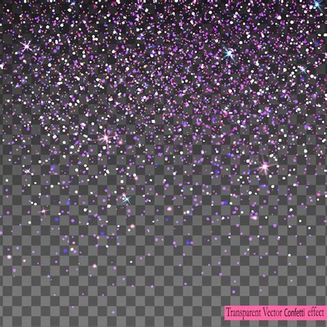 Falling Shiny Purple Glitter Confetti Isolated On Transparent