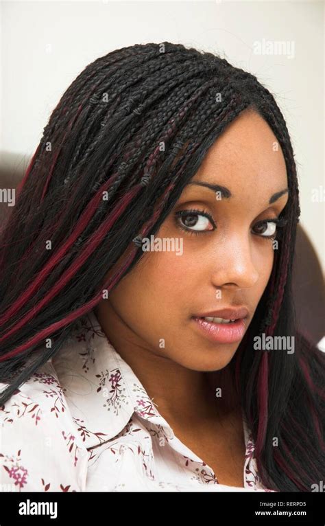 Beautiful Young Dark Skinned Woman Portrait Stock Photo Alamy