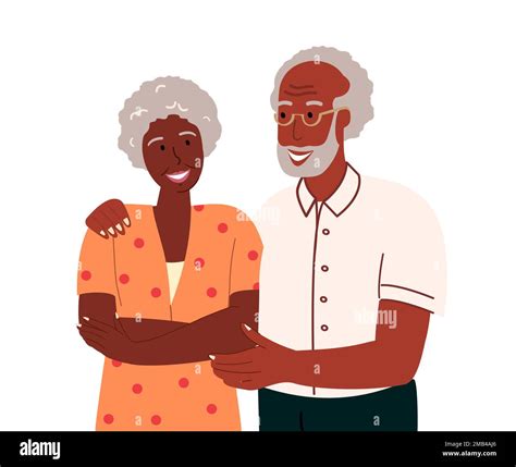 African Senior Love Couple Portraitblack Skin Old Manwoman Hug