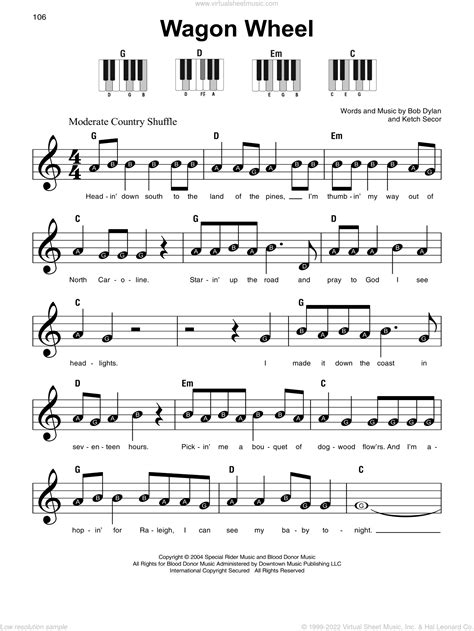 Wagon Wheel Sheet Music For Piano Solo Pdf