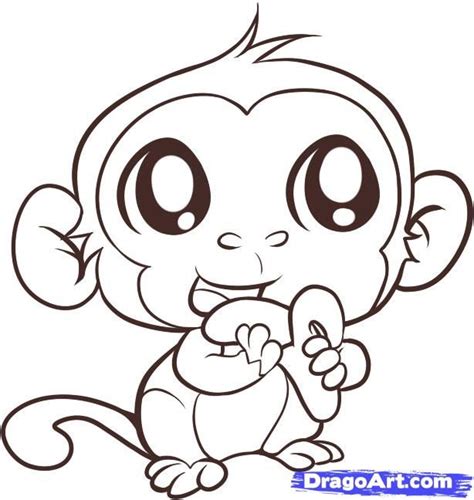 Printable baby animal coloring pages iifmalumni org. How to Draw an Easy Monkey, Step by Step, forest animals ...