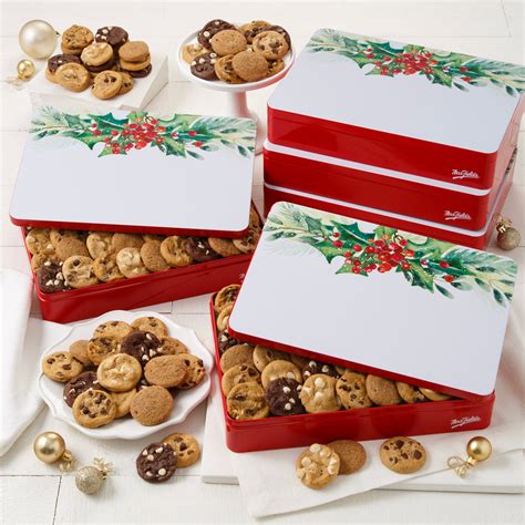 Holly Leaf Nibblers® Bite Sized Cookies Tins 10 Pack Mrs Fields
