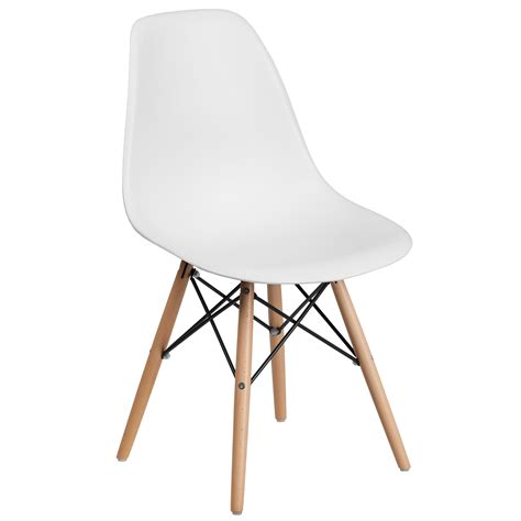 A Line Furniture Modern Mid Century Designed White Chair With Artistic Wood Legs