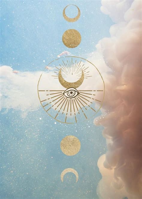 Modern Mysticism Art Print Clouds Celestial Lunar Artwork Geometric