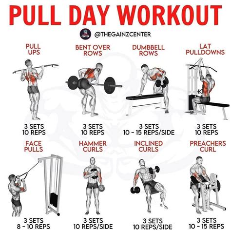 Allworkouttips 🇺🇸 On Instagram ⁣ 🔴 Pull Day Workout 🔴⁣⁣⁣⁣ ⁣⁣⁣⁣ 📥 Be