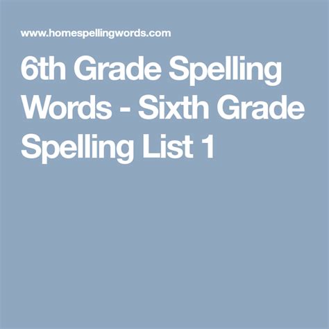 Apr 30, 2013 · clever plays on words make this pooch version a fun retelling. 6th Grade Spelling Words - Sixth Grade Spelling List 1 ...