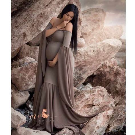 Sexy Shoulderless Maternity Photography Props Long Dress For Pregnant