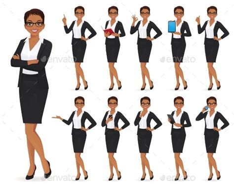 businesswoman character set by volhah graphicriver