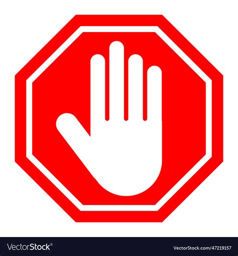 red stop roadsigns with hand icon royalty free vector image