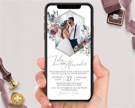 Wedding Digital Invitation Floral Wedding Digital Invitation Etsy Australia