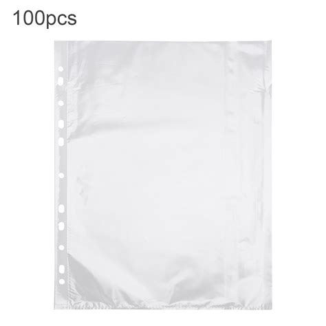 Huntermoon 100pcs A4 Plastic Punched Pockets Folders Filing 11 Holes