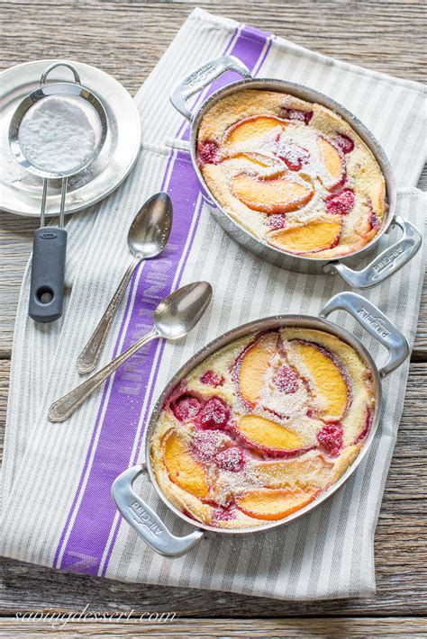 Fresh Peach And Raspberry Clafoutis Saving Room For Dessert