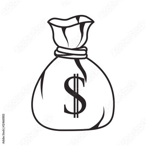 Money Sack With Bills Icon Silhouette Over White Background Vector