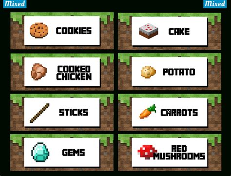 Minecraft Food Cards Party Printables Minecraft Party Ideas Free