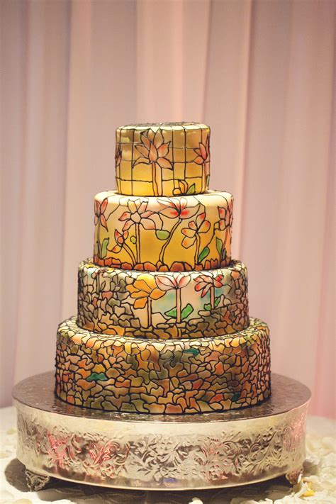 Pastel Stained Glass Wedding Cake