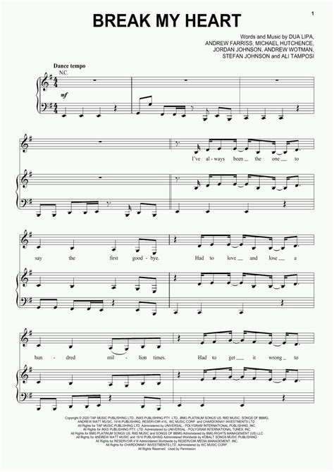 I'm back from insomnia and had such an amazing weekend! Break My Heart Piano Sheet Music | OnlinePianist