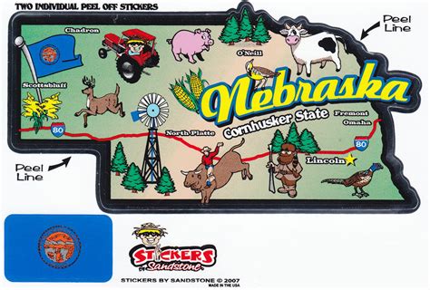 Buy Nebraska State Map Die Cut Sticker Flagline