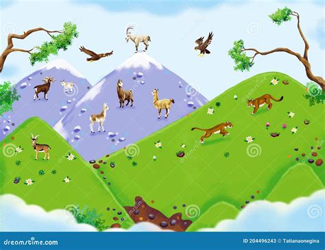Ilustración De Animales De Montaña Stock De Ilustración Ilustración