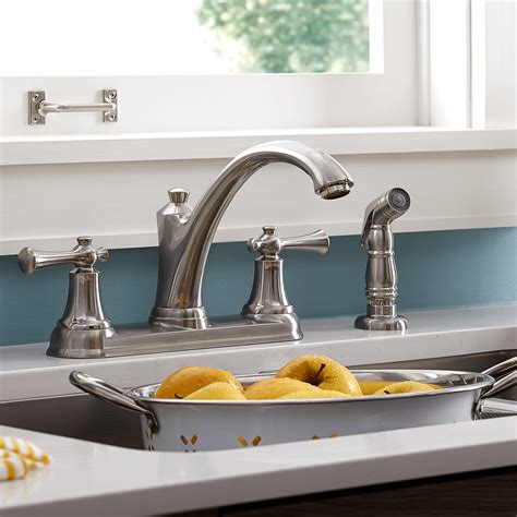 After less than 2 years of use after the new installation of our american standard, lillian model # 4144ssf dripless kitchen faucet, it started dripping. American Standard Portsmouth 2-Handle Kitchen Faucet with ...