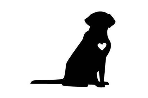 SVG Labrador Silhouette in Black with a White Heart on His | Etsy