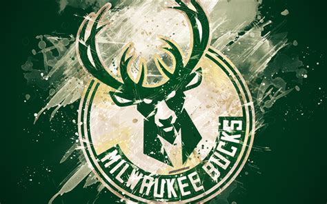 Download Wallpapers Milwaukee Bucks K Grunge Art Logo American Basketball Club Green