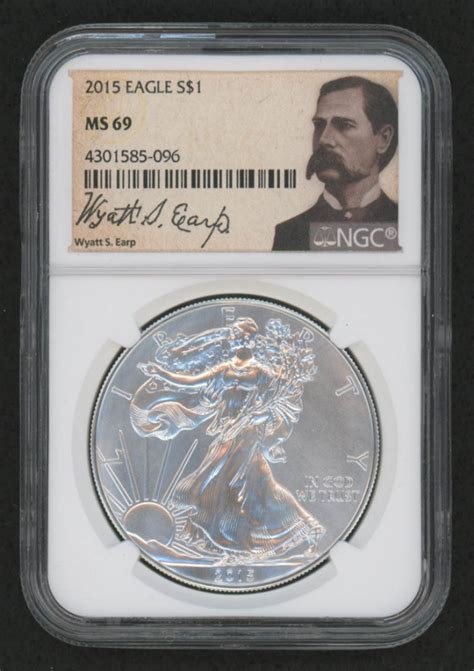 2015 American Silver Eagle 1 One Dollar Coin Wyatt S Earp Label