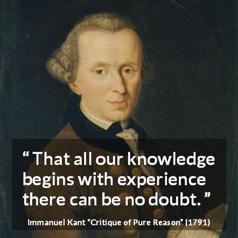 Immanuel Kant “that All Our Knowledge Begins With Experience”