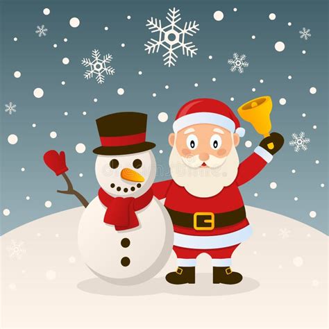 Santa Claus And Snowman With Hat Stock Vector Image 61821878