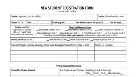 Free 9 Student Registration Form Samples In Pdf Excel Word