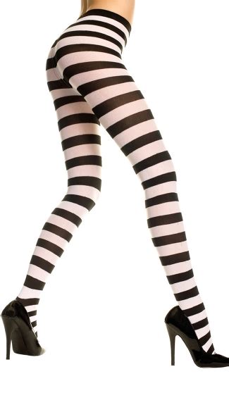 Opaque Wide Striped Tights Opaque Tights Costume Hosiery