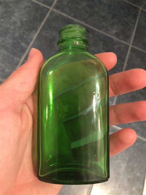 Small Green Bottle With Grooves On Each Side Antique Bottles Glass