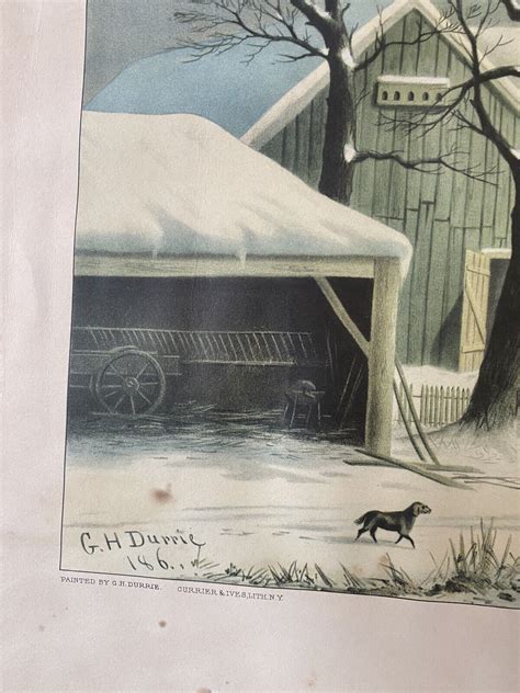 Original Currier And Ives Lithograph Home To Thanksgiving 1867 Ebay