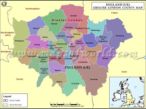 Greater London County Map Greater London Map London Map Greater London
