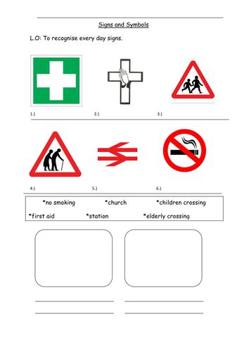 Ks1 To Recognise Signs And Symbols Worksheet Teaching Resources
