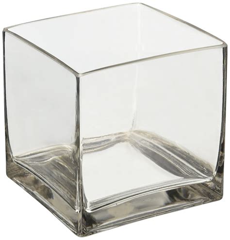 6 Square Glass Vase 6 Inch Clear Cube Centerpiece 6x6x6