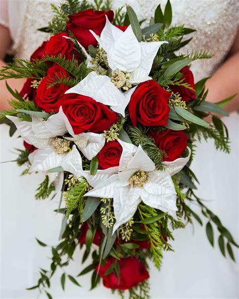 Bridal Bouquet Winter Wedding Red And Green Christmas Wedding