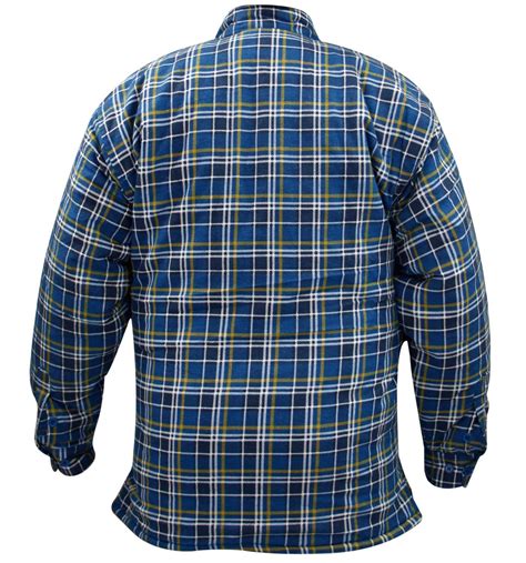 Mens Quilted Lined Padded Lumberjack Check Flannel Winter Work Shirt