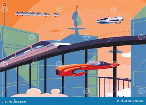 Future Transportation In Metropolis Stock Vector Illustration Of