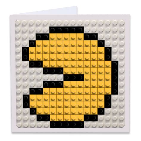 Pixel Pac Man Build On Greeting Card Brik