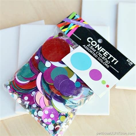 Make Confetti Tile Coasters Using Mod Podge And Colorful Confetti
