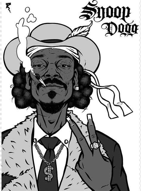Cartoon Rapper Drawing Artist Snoop Dogg Celebrities Monochrome