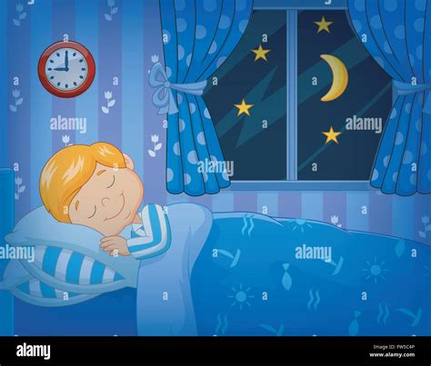 Cartoon Little Boy Sleeping In The Bed Stock Vector Image And Art Alamy