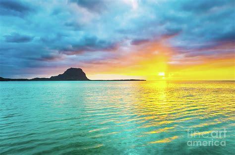 Amazing View Of Le Morne Brabant At Sunsetmauritius Photograph By